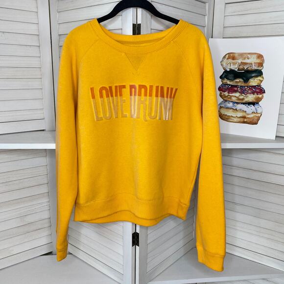 Aeropostale "Love Drunk" Yellow crewneck sweatshirt size XL - Picture 1 of 7